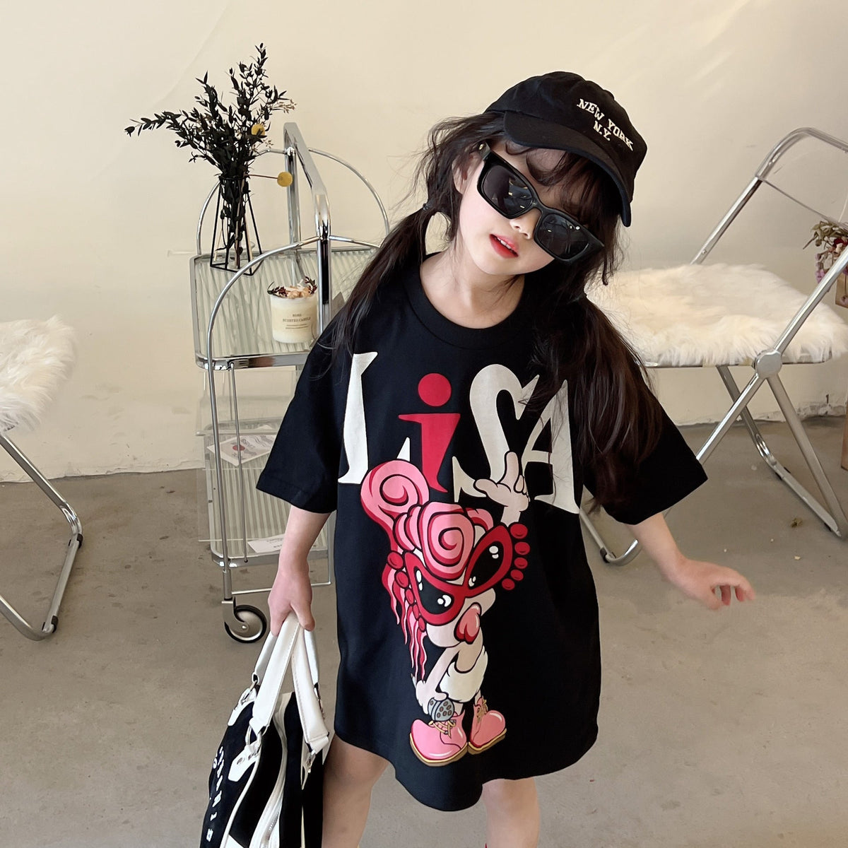 Ladyshome ビッグＴシャツ 2色展開(90cm-140cm/M) 050406