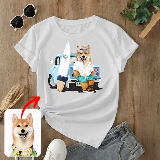 Ladyshome-カスタムフワモコ部 プレミアムTシャツ ビーチレジャー 1頭デザイン